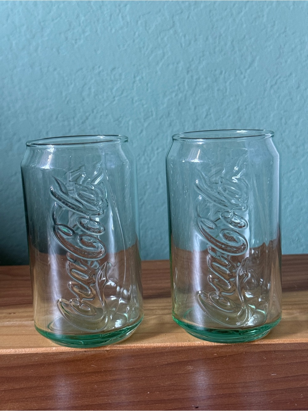 Vintage Coca-Cola Can Shape Glass Tumblers Set of 2 Coke Soda Glasses